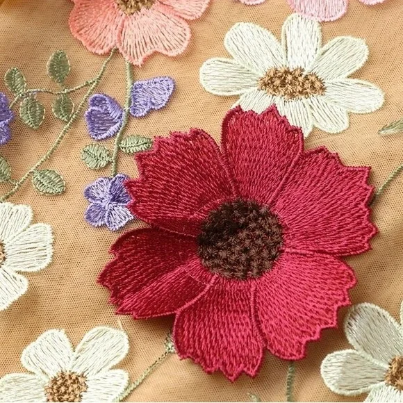 Vibrant Floral Embroidered Mini Dress - Picture 11 of 16